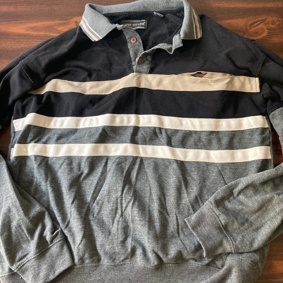 DAVID TAYLOR Long Sleeve Check Shirt Men's M Size acrylic wine-red Vintage Second Hand